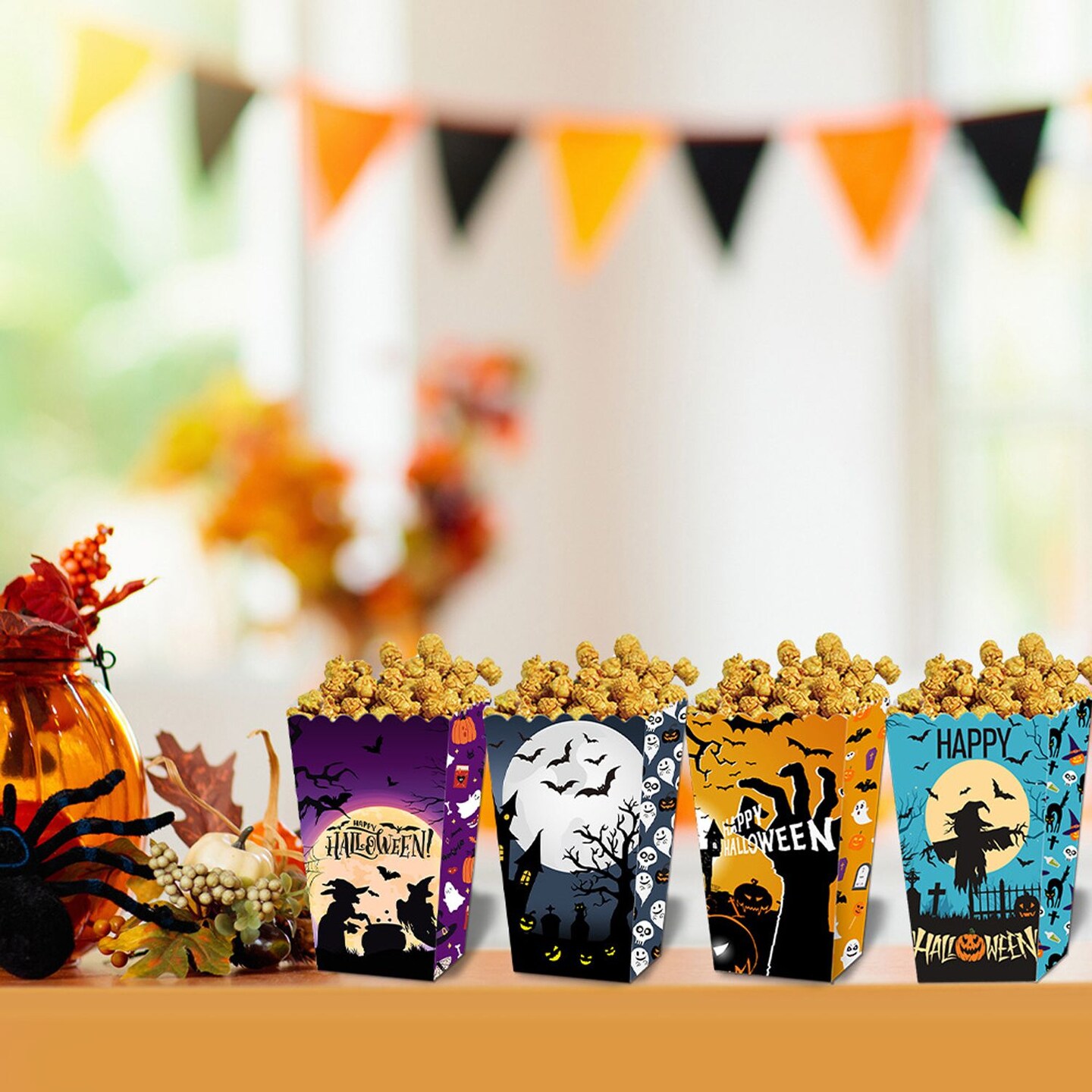 12Pcs Halloween Popcorn Box 3 Designs Spooky Halloween Trick or Treat Boxes Bloody Theme Party Favor Snack Boxes Candy Cookie Container Paper Boxes for Halloween Holiday Party Supply