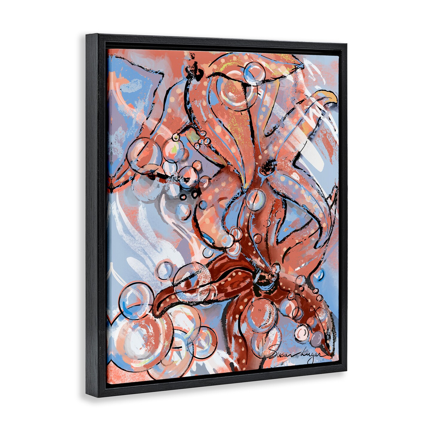 Stupell Industries Aquatic Starfish And Bubbles Floating Frame, design by Susan Lugar