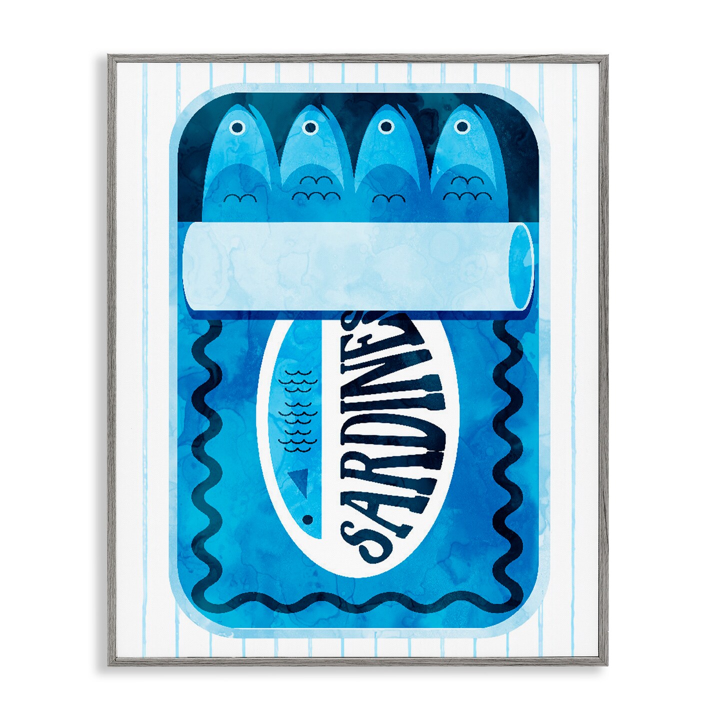 Stupell Industries Blue Canned Sardines Framed Giclee, design by Lil' Rue