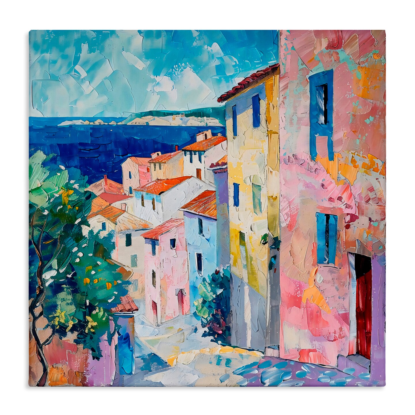 Stupell Industries Mediterranean Coastal Town Canvas, design by LSR Creative Studio