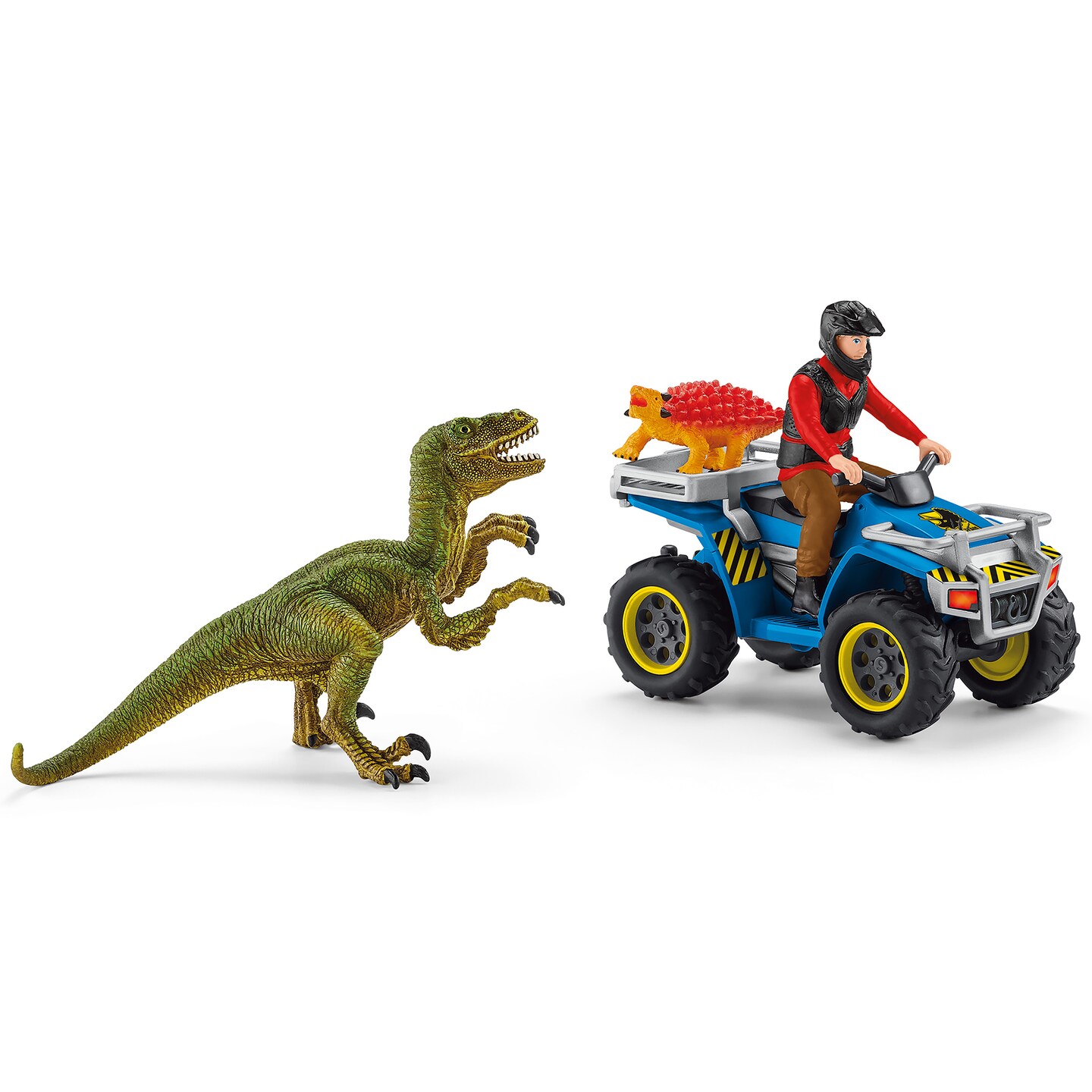 Schleich Dinosaurs: Quad Escape From Velociraptor - 5 pc Playset, Dinosaur Toy Set, Dino Action Figures &#x26; ATV Truck, Prehistoric Playtime, Kids Age 4+