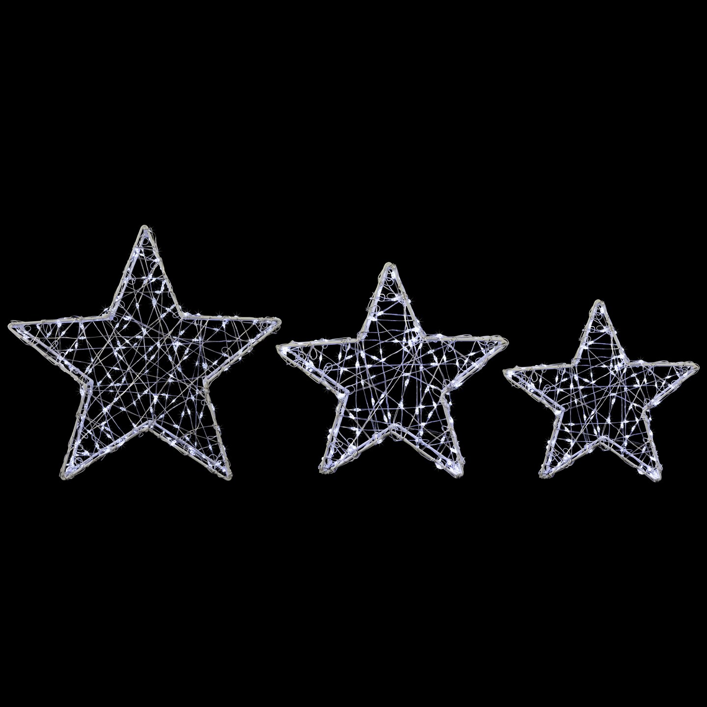 Northlight LED Lighted Stars Christmas Outdoor Decorations - 13.75&#x22; - White -Set of 3