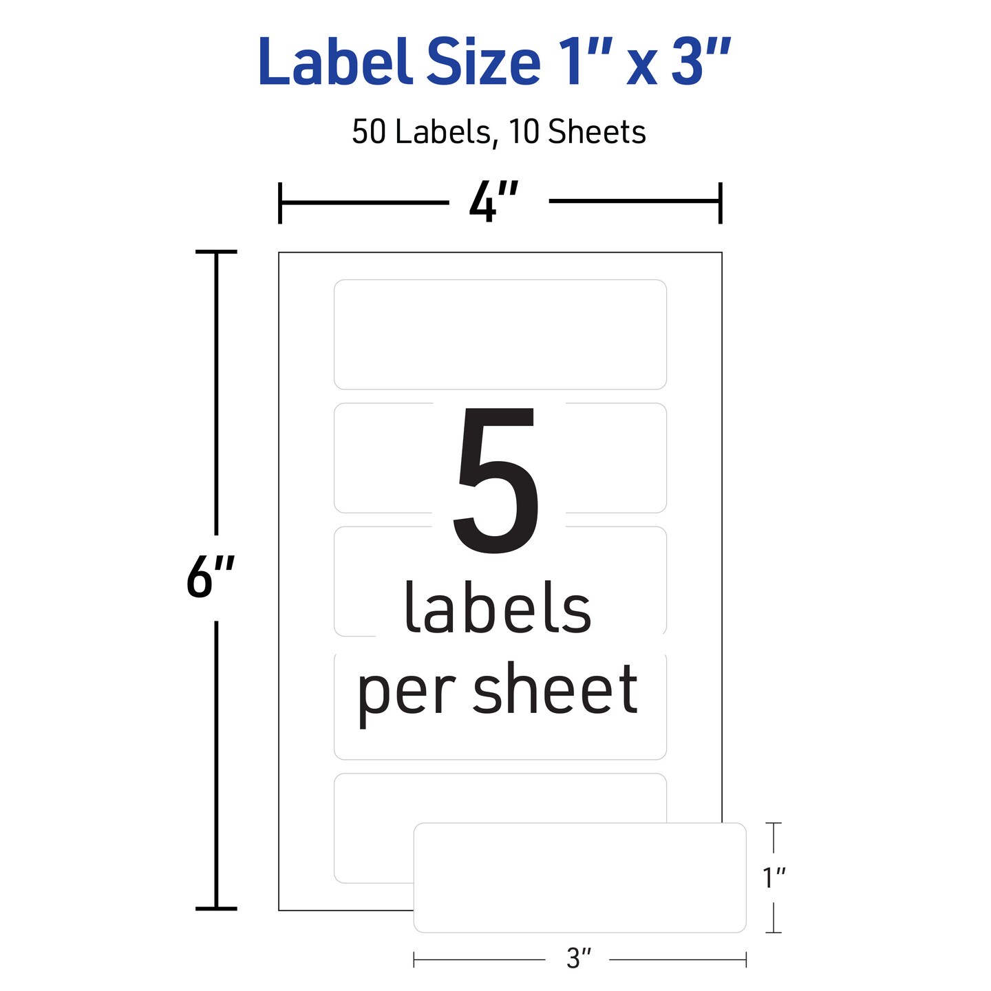 Avery No-Iron Fabric Labels, 1" x 3", Washer and Dryer-Safe Waterproof Labels, Non-Printable, 50 Blank Labels Total (40725)