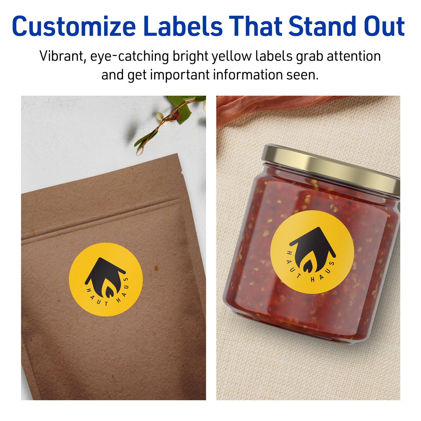 Avery Bright Yellow Paper Labels, 2&#x22; Diameter Round