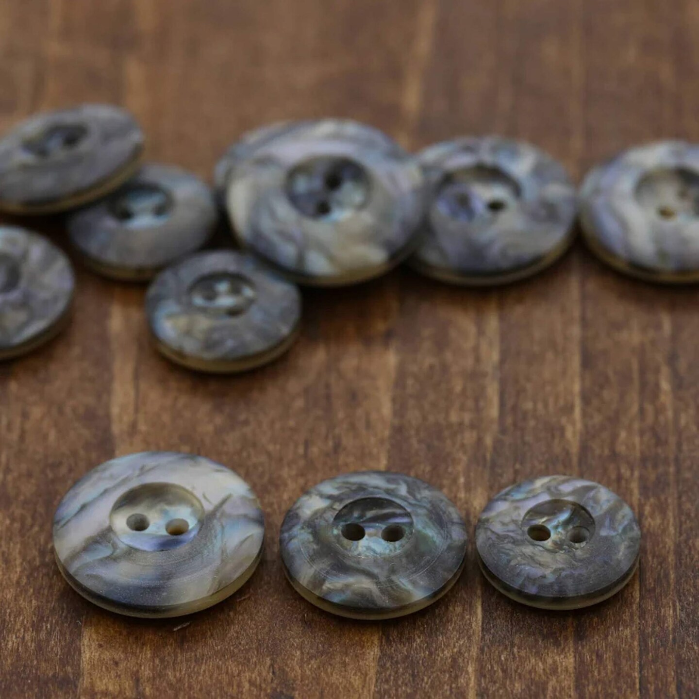12 Pieces 23mm Gray Marble Shell Buttons 2-Hole Faux Shell Plastic Sewing Buttons
