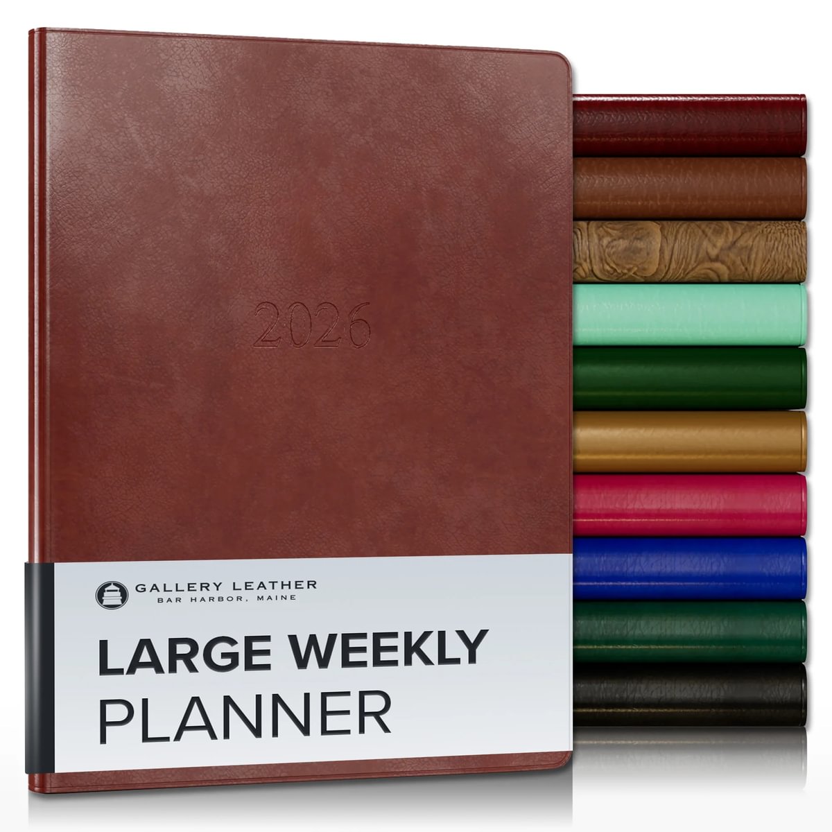 Gallery Leather Large Weekly Planner 2026, Elegantly Bound Calendar Planner and Notebook with Stylish Gold-Gilded Page Edges, 12 Months - 9.75 x 7.5 "