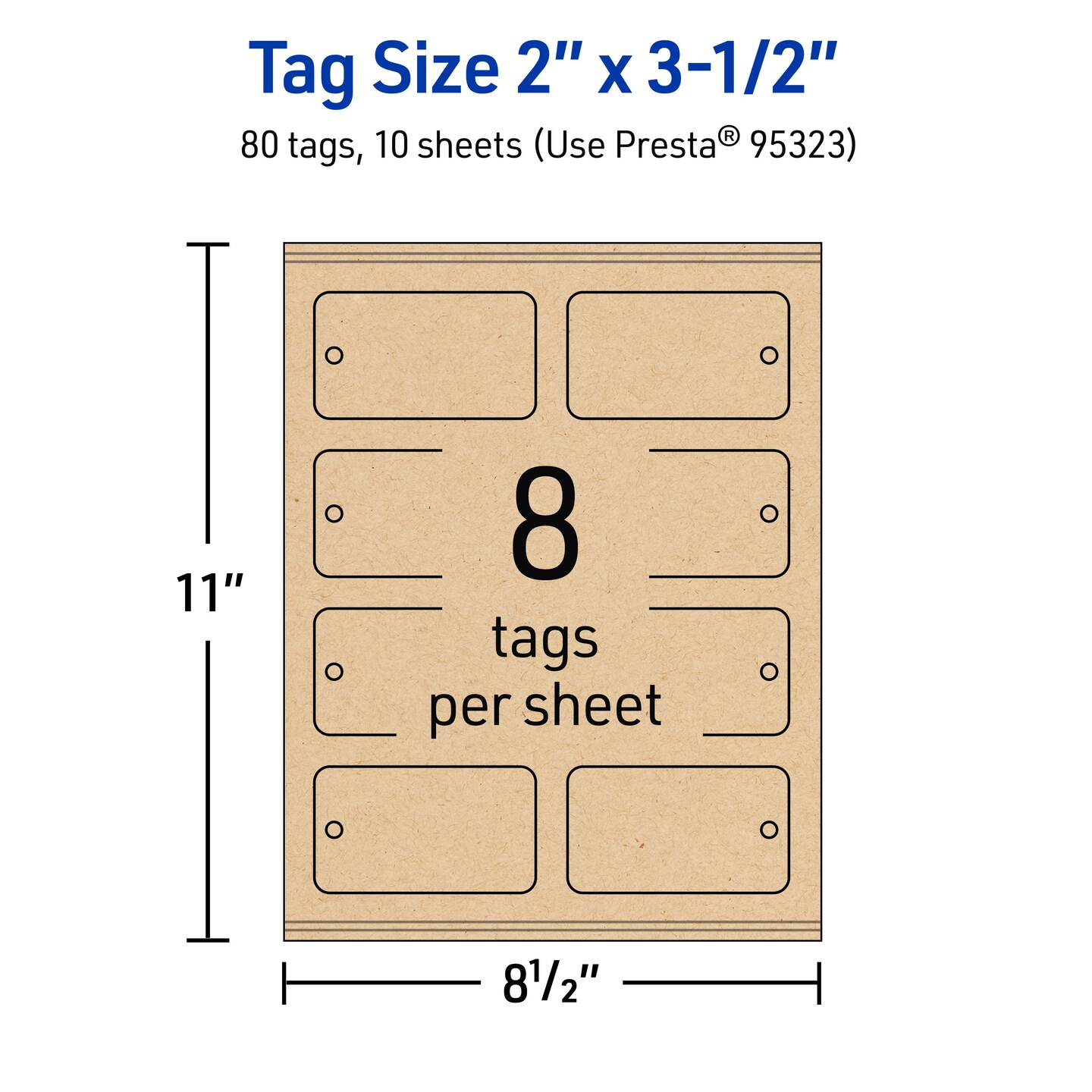 2&#x22; x 3-1/2&#x22; Rectangle Rounded Corners, Kraft Brown Printable Tags