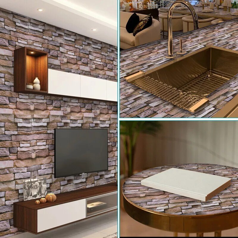 3D Brick Stone Peel &#x26; Stick Self-Adhesive Wallpaper