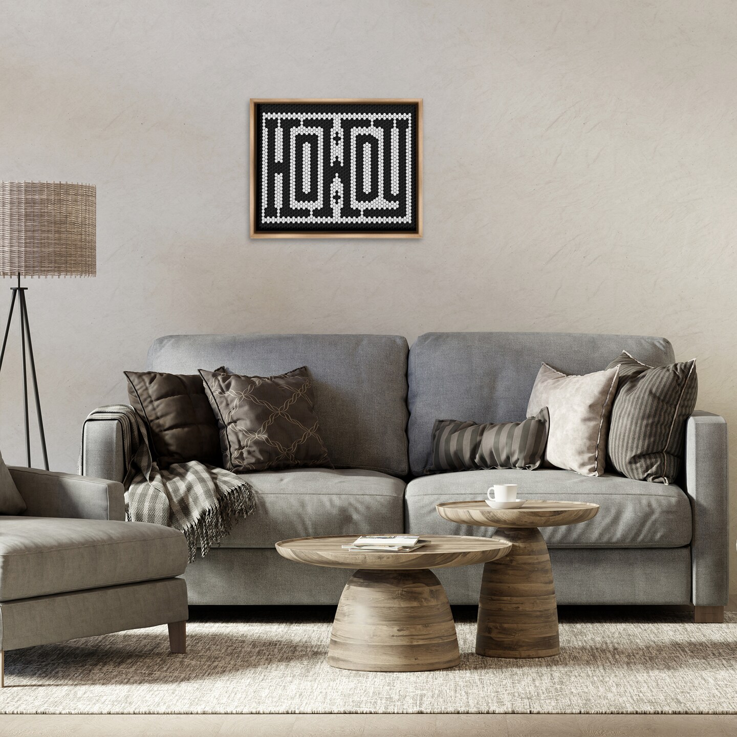 Stupell Industries Mosaic Style Howdy in Black Floating Frame By Lettered and Lined