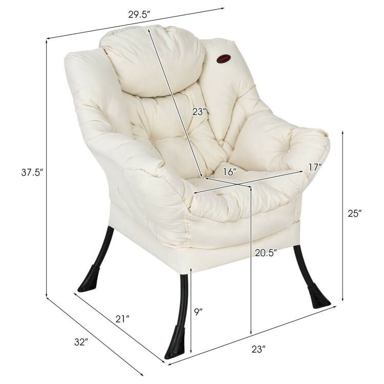Modern Soft Polyester Fabric Accent Chair with High-Density Cushioning and Side Storage Pocket