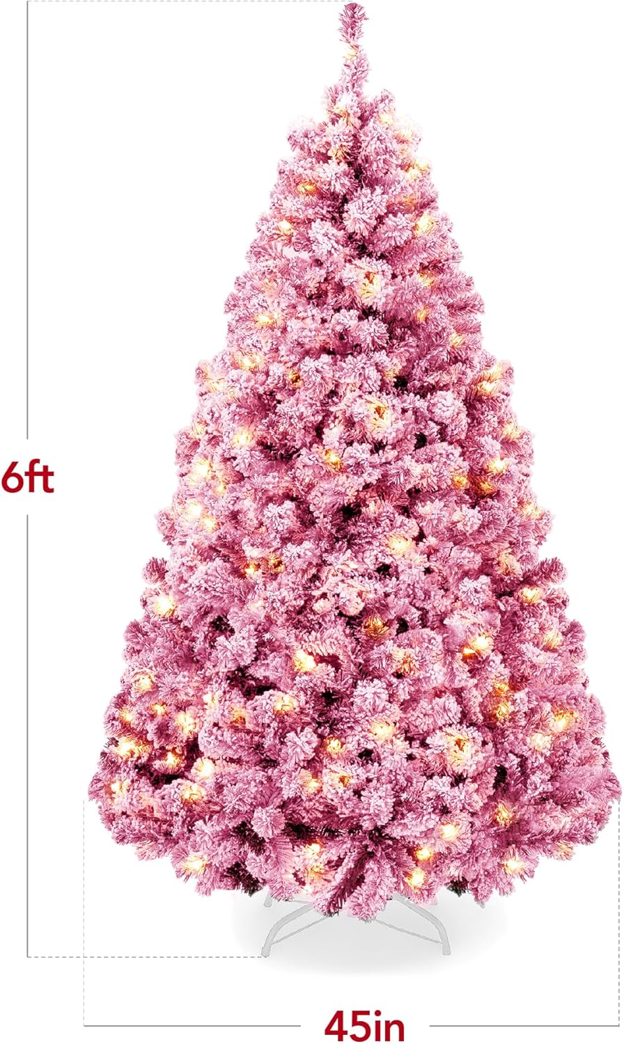 Snow Flocked Christmas Tree Full Pine with 250 White &#x26; Multicolor LED Lights, 928 Tips &#x26; Foot Switch Control