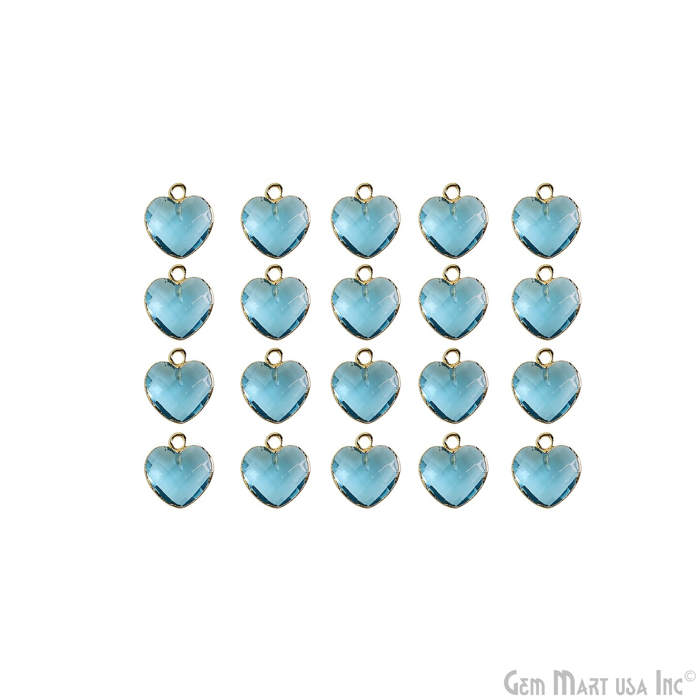 Heart Gemstone Pendant, Gold Electroplated Gemstone Charm, 13x12mm, Necklace Pendant, GemMartUSA (50794)
