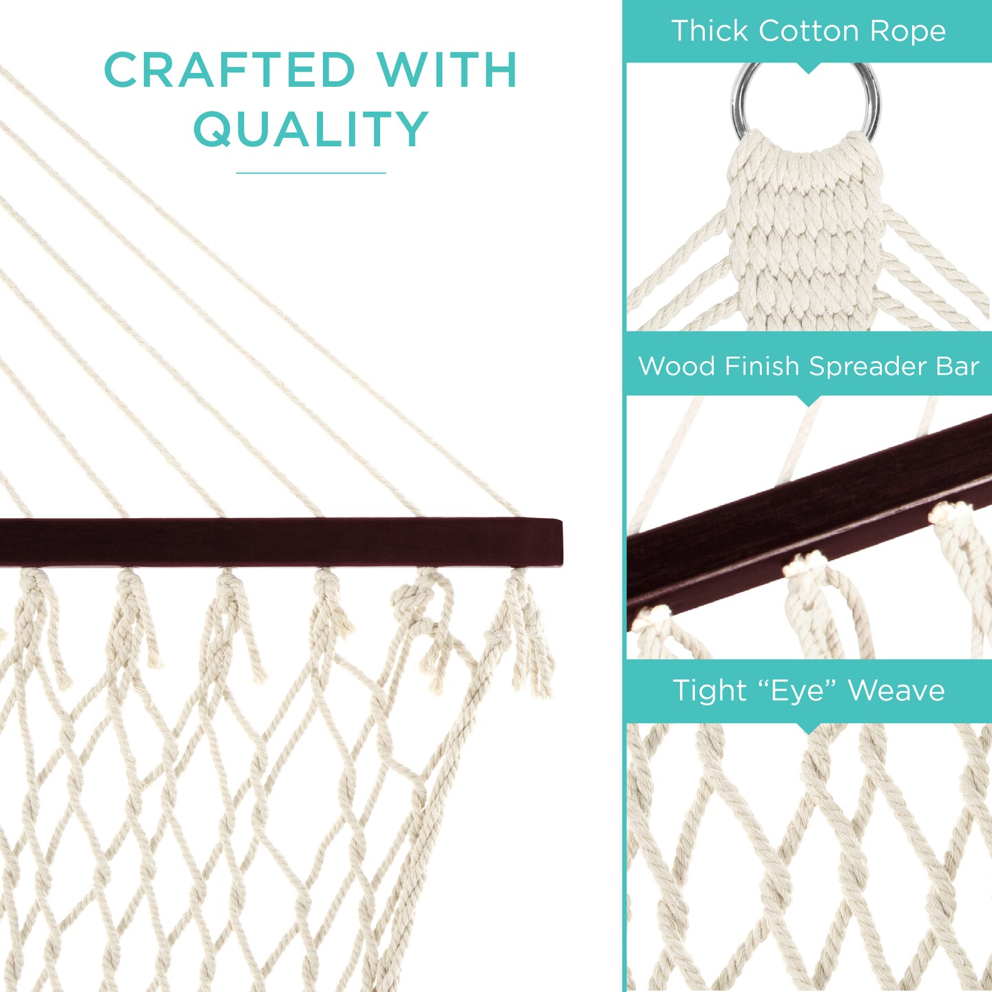 Best Choice Products Woven Cotton Rope Hammock - Thumbnail 4