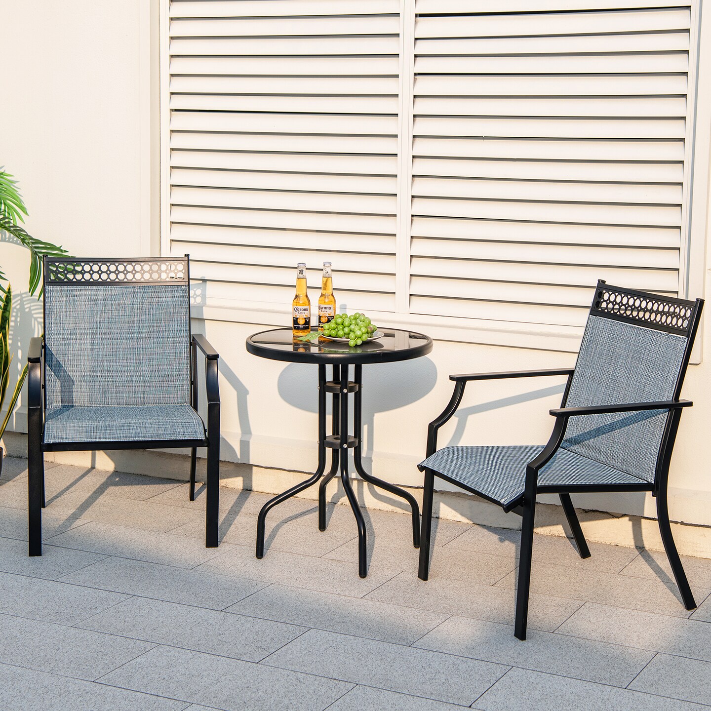 Set of 2 Patio Chairs with Quick Drying Breathable Fabric for All Outdoor Areas