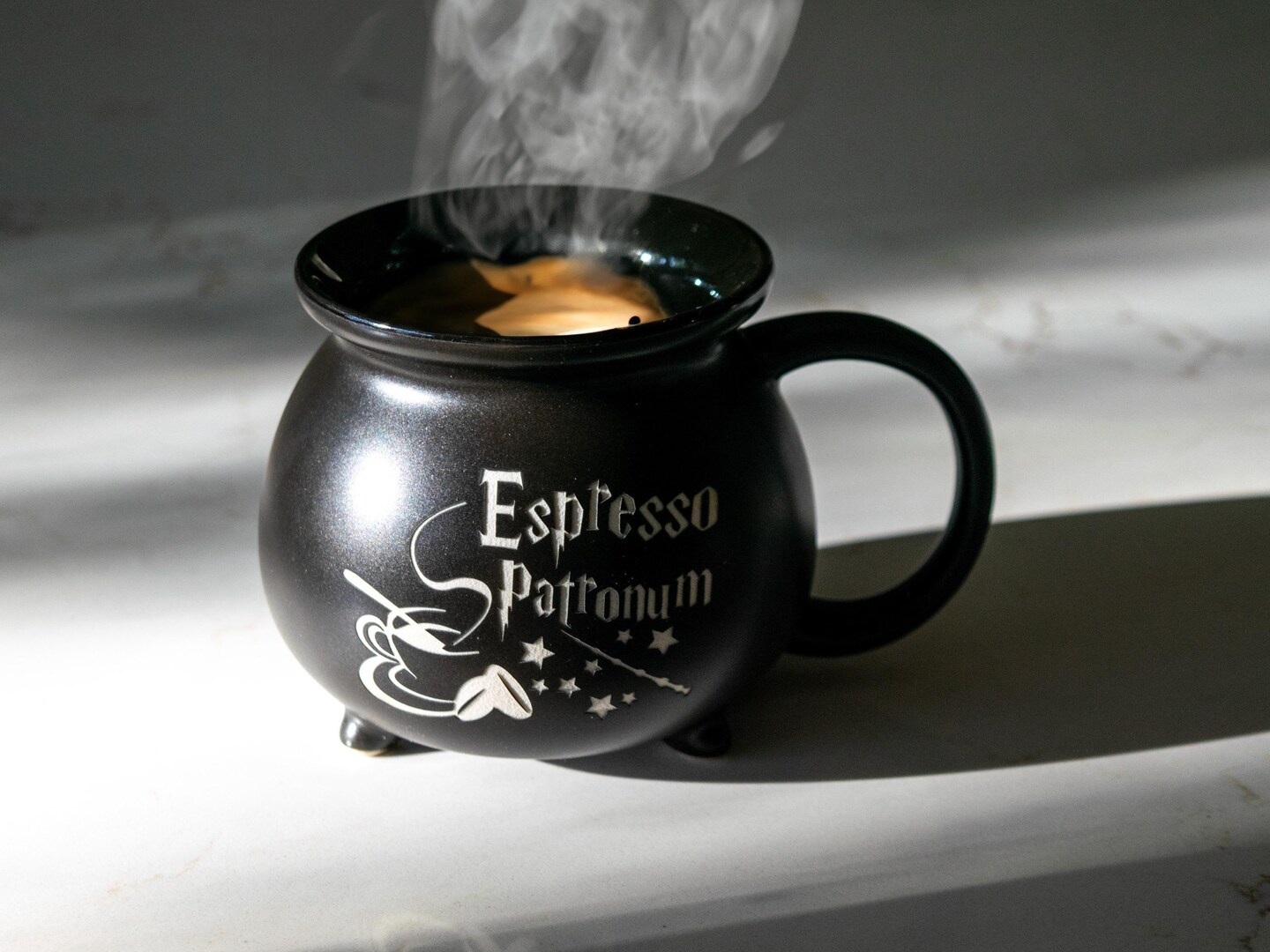 Espresso Patronum Cauldron Mug | Ceramic Black Cauldron Mug