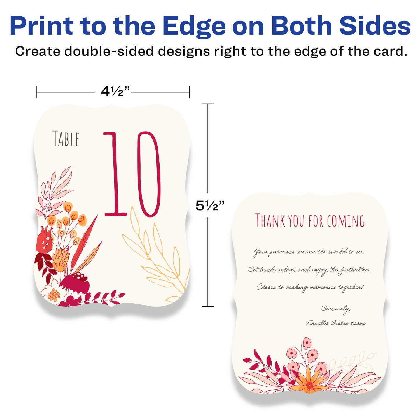 Avery 4-1/4" x 5-1/2" Rectangle Flourished Edge, Matte Ivory Postcards