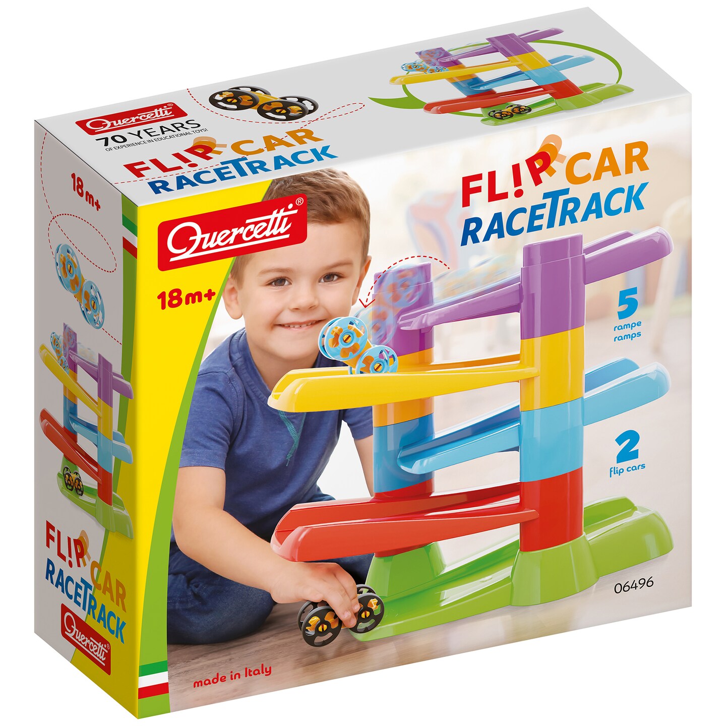 Quercetti: Flip Car Race Track - Stacking Ramp Toy Playset - Easy to ...