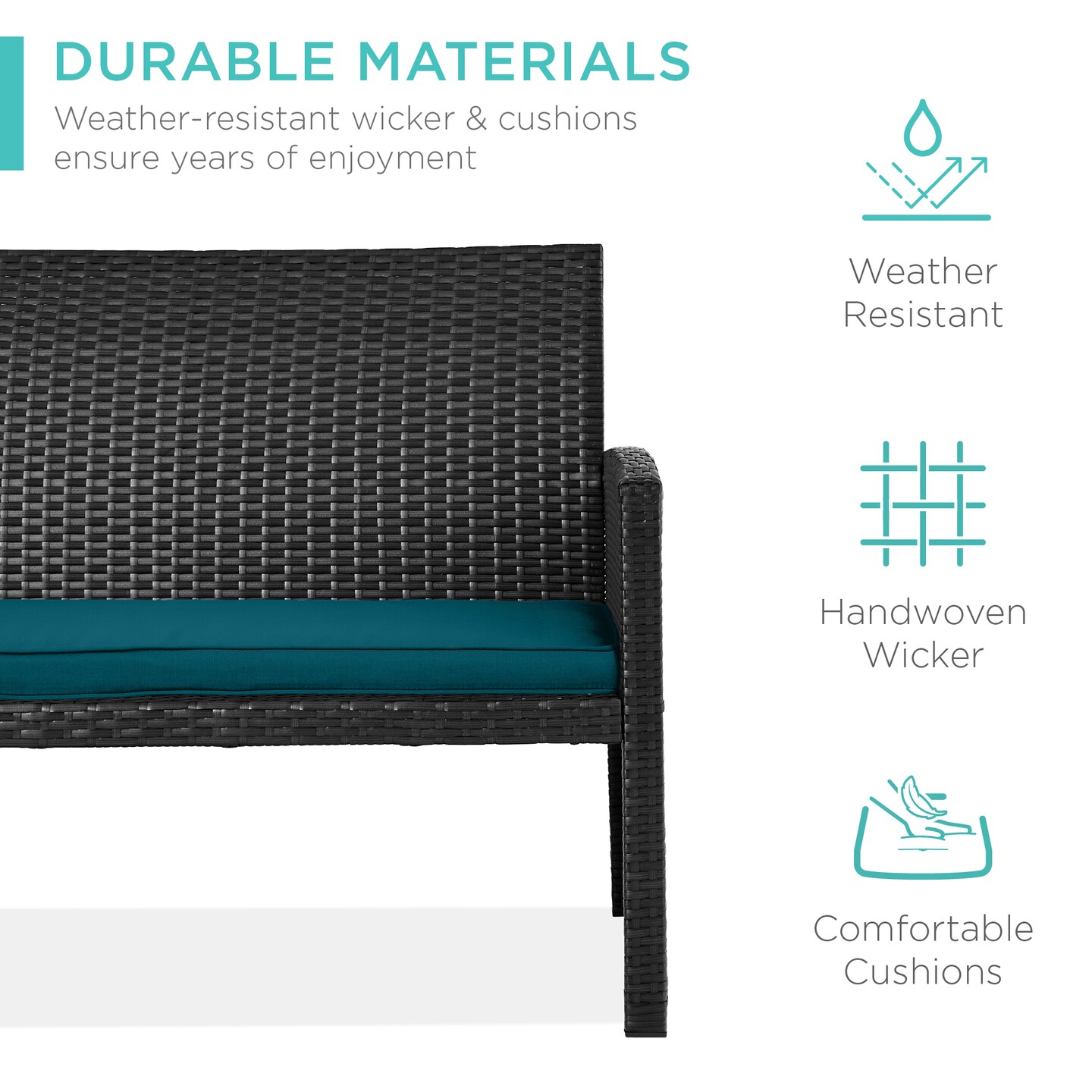 Best Choice Products 4-Piece Outdoor Wicker Patio Conversation Furniture Set w/ Table, Cushions