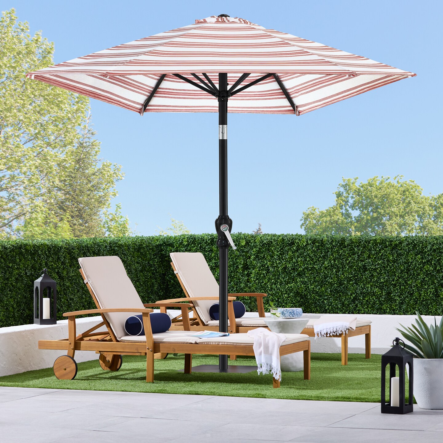 Best Choice Products 10ft Outdoor Steel Striped Market Patio Umbrella w/ Crank, Tilt Push Button, 6 Ribs