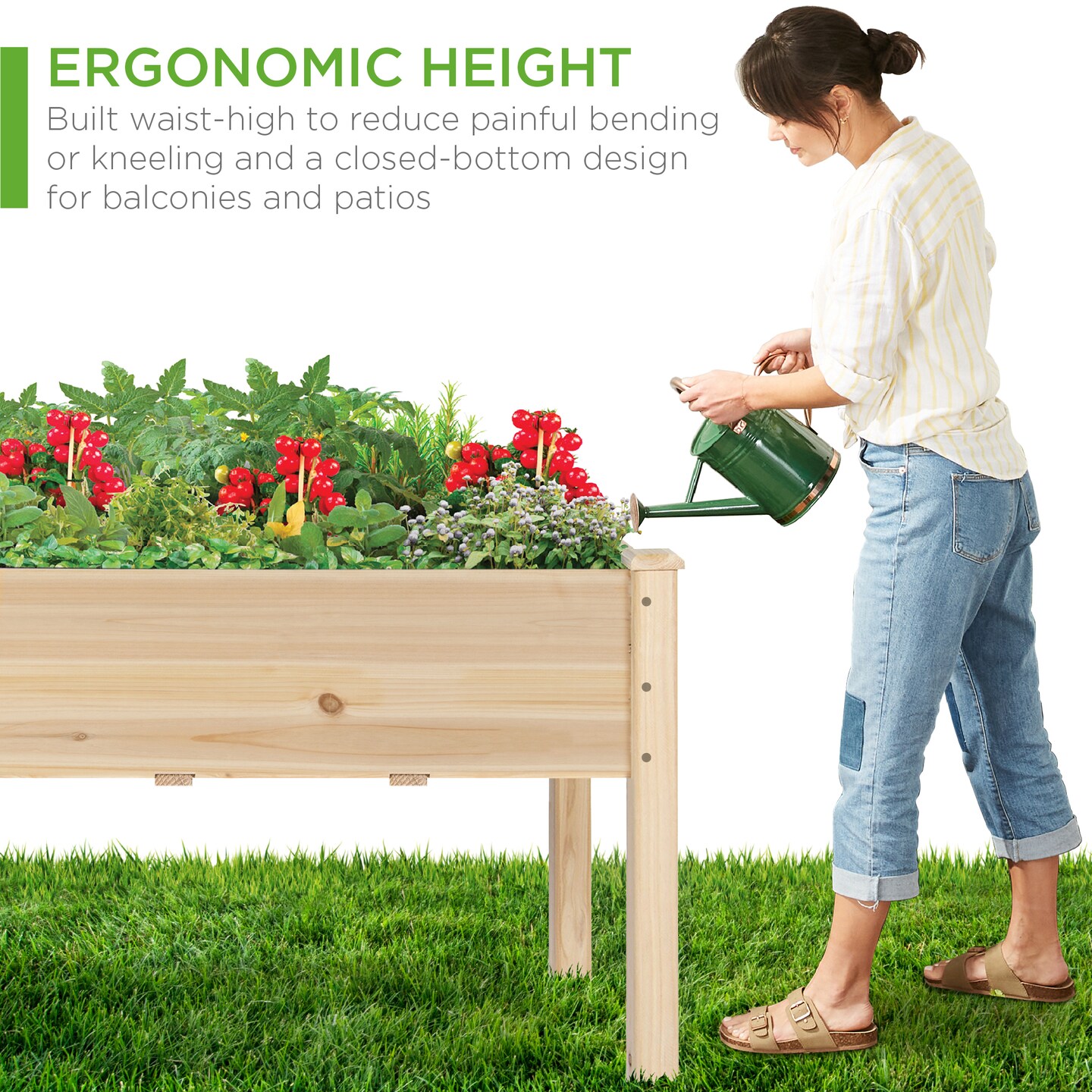 Best Choice Products 34x18x30in Raised Garden Bed, Elevated Wood Planter Box for Kids, Patio w/ Bed Liner