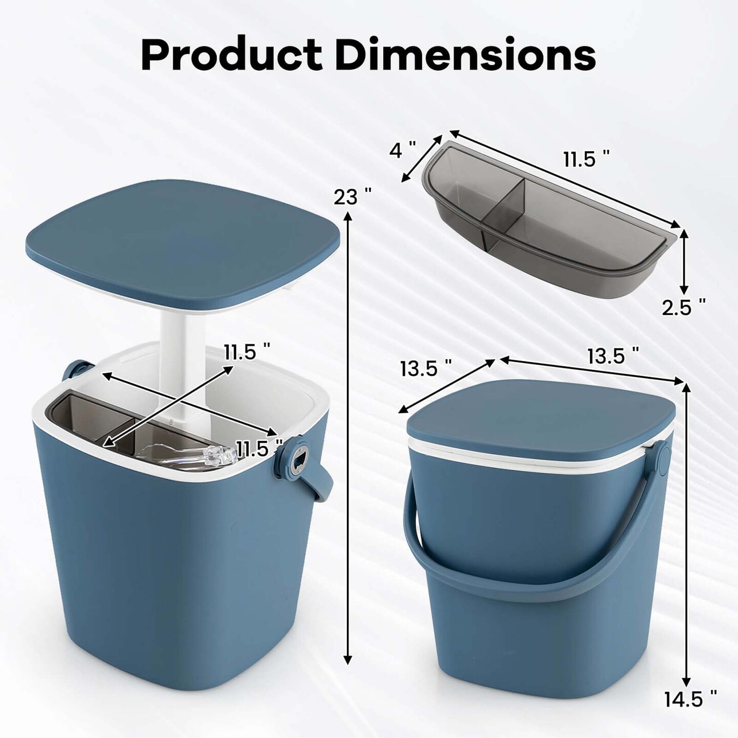 Costway 4 Gallon Portable Cooler Bar Table with Handle Bottle Opener & Lift Top Lid Black/Blue