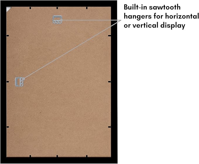 12x18 Picture Frames in Black - Set of 2 - Engineered Wood Photo Frames with Shatter-Resistant Glass and Hanging Hardware for Wall Display