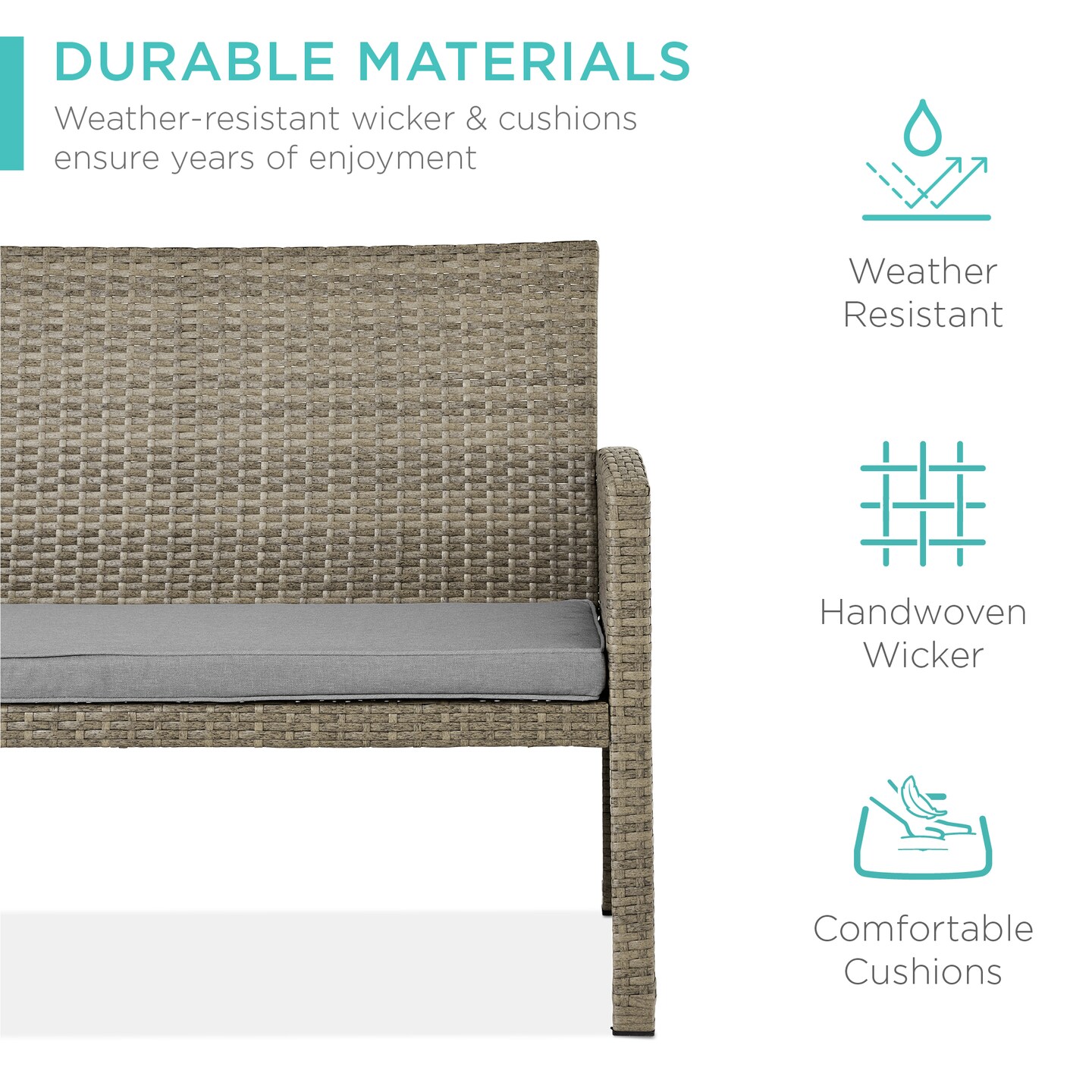 Best Choice Products 4-Piece Outdoor Wicker Patio Conversation Furniture Set w/ Table, Cushions