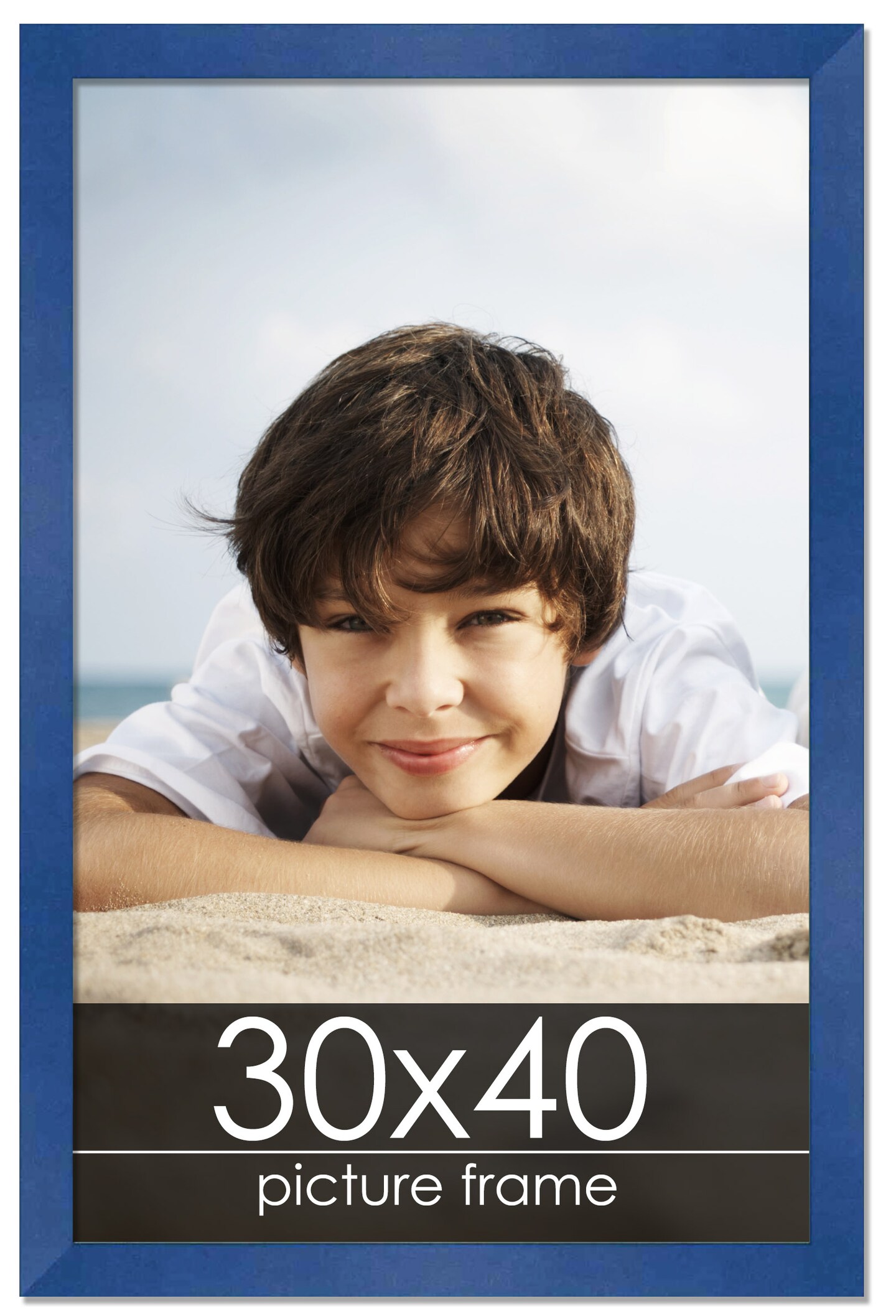 30x40 Classic Modern Blue Picture Frame - UV Acrylic, Foam Board Backing, Hanging Hardware