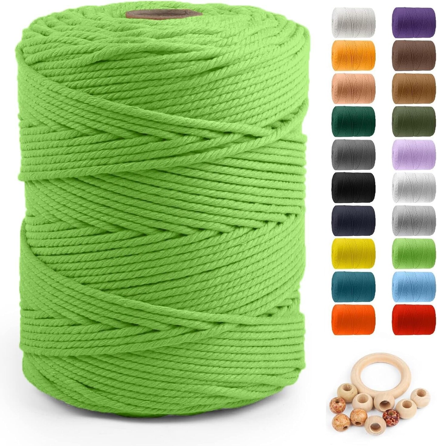 Macrame Cotton Cord 5Mm X 109 Yards,  100% Natural Handmade Colorful 4 Strands Twisted Braided Cotton Rope for Wall Hanging Plant Hangers Gift Wrapping Tapestry DIY Crafts(100M,White)