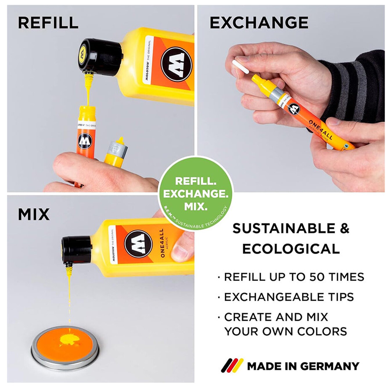 Molotow ONE4ALL Acrylic Paint Marker Character 6-Color Set, 2mm, Assorted Colors, 1 Set Each