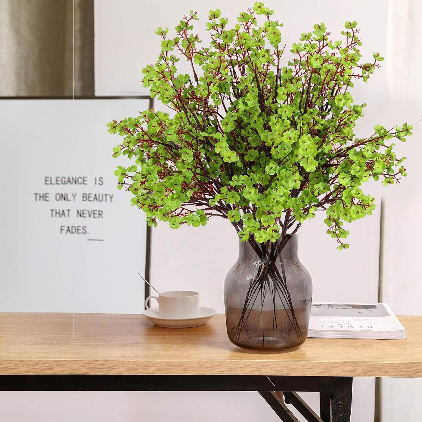 10 Pcs Babys Breath Green Flowers Artificial Gypsophila Flowers St. Patrick&#x27;s Day Fake Silk Flowers for Home Decor Spring Floral Arrangement Table Centerpieces