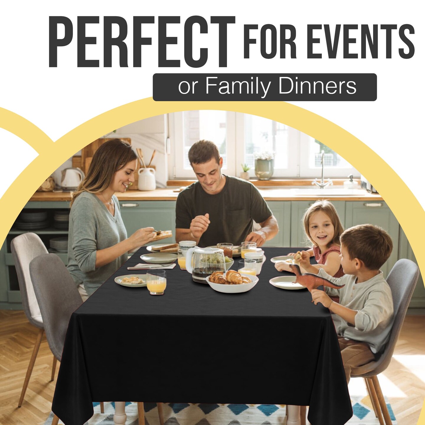 Exquisite 12-Pack Premium Plastic Tablecloth 54in. x 108in. Rectangle Plastic Table Cover