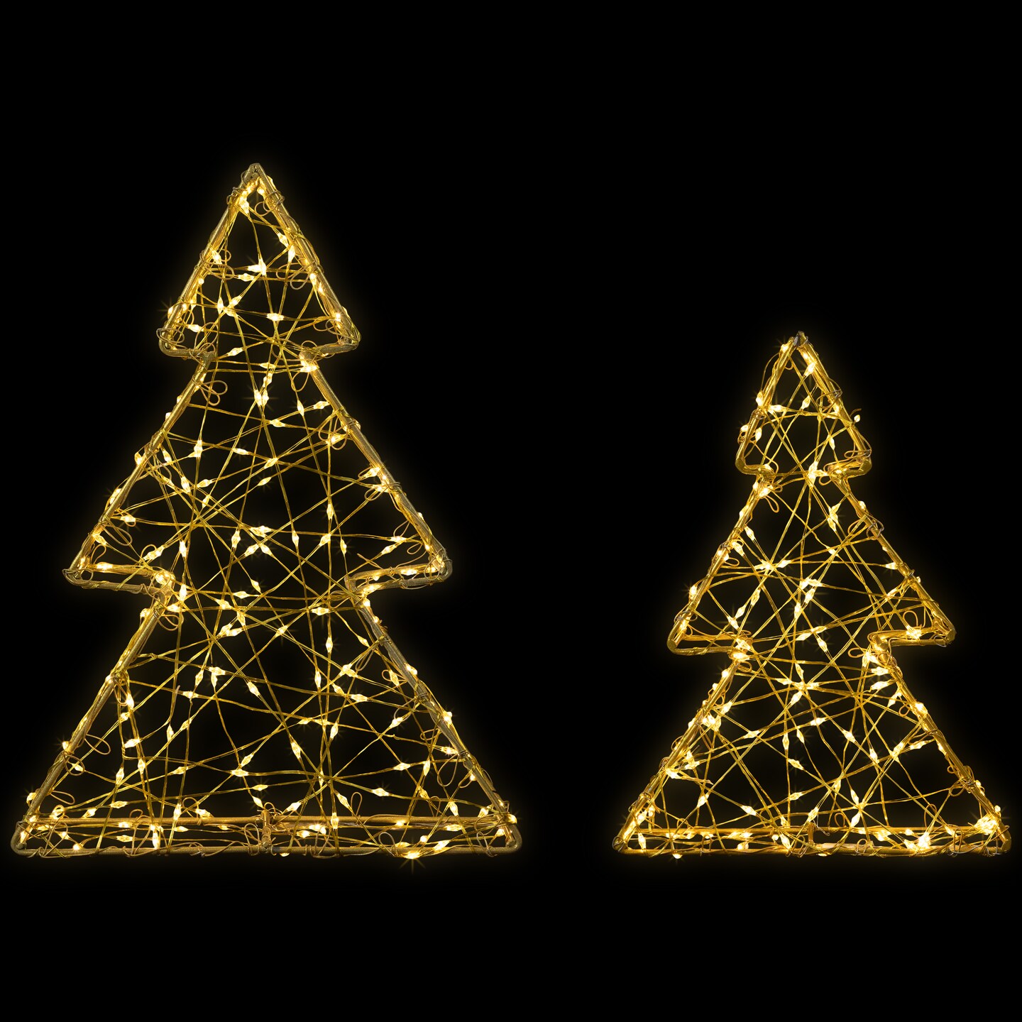 Northlight LED Lighted Wire Christmas Tree Decorations - 14&#x22; - Gold - Set of 2