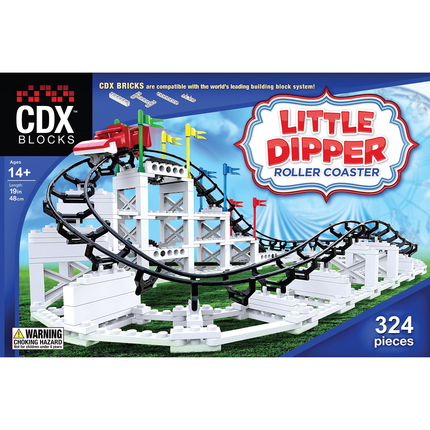 CDX Blocks: Little Dipper - 332 Pcs, Building Brick Set, Gravity Powered Roller Coaster Model, Promotes STEM Learning