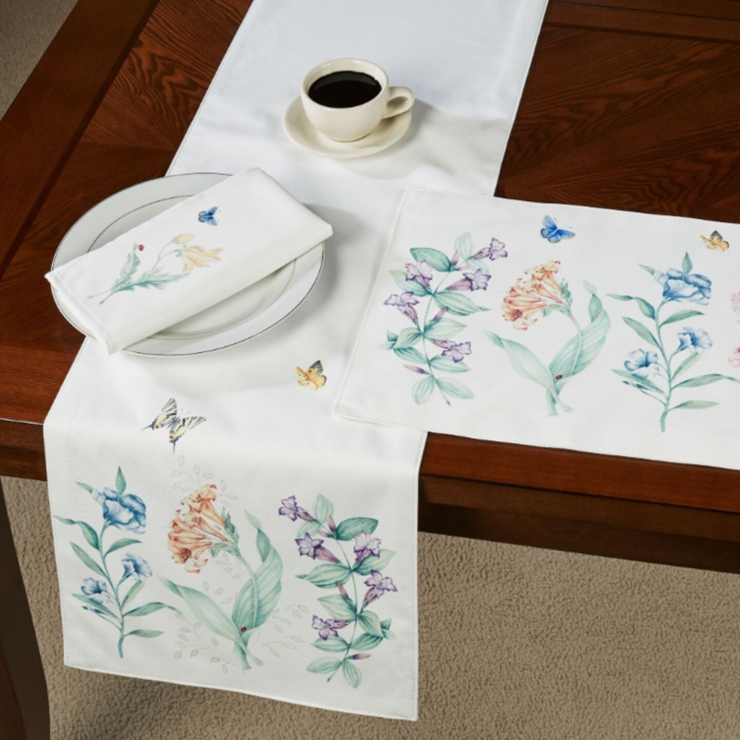 Lenox Butterfly Meadow Garden Napkins, Set of 4, Multicolor - 19"W x 19"L