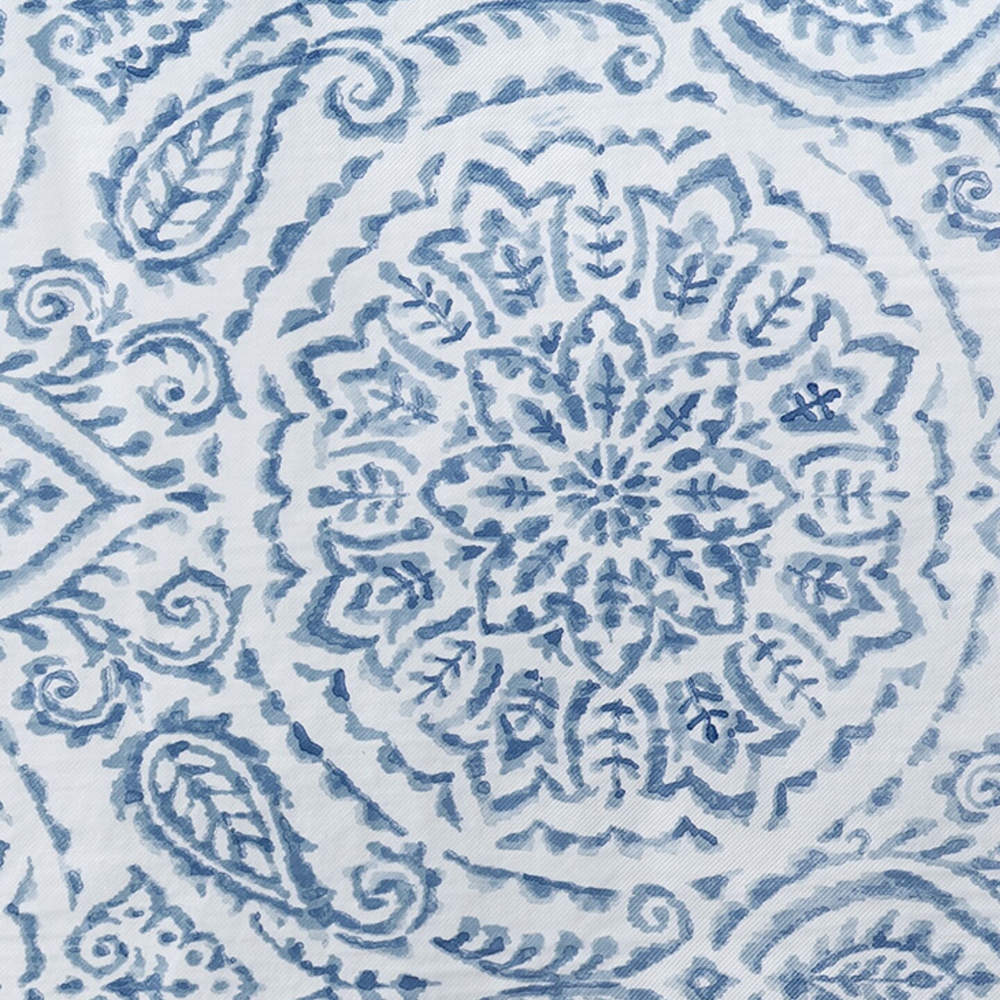 Threadmade Home Savannah Boho Paisley Printed Vinyl Indoor/Outdoor Tablecloth, Blue - 60"W x 102"L
