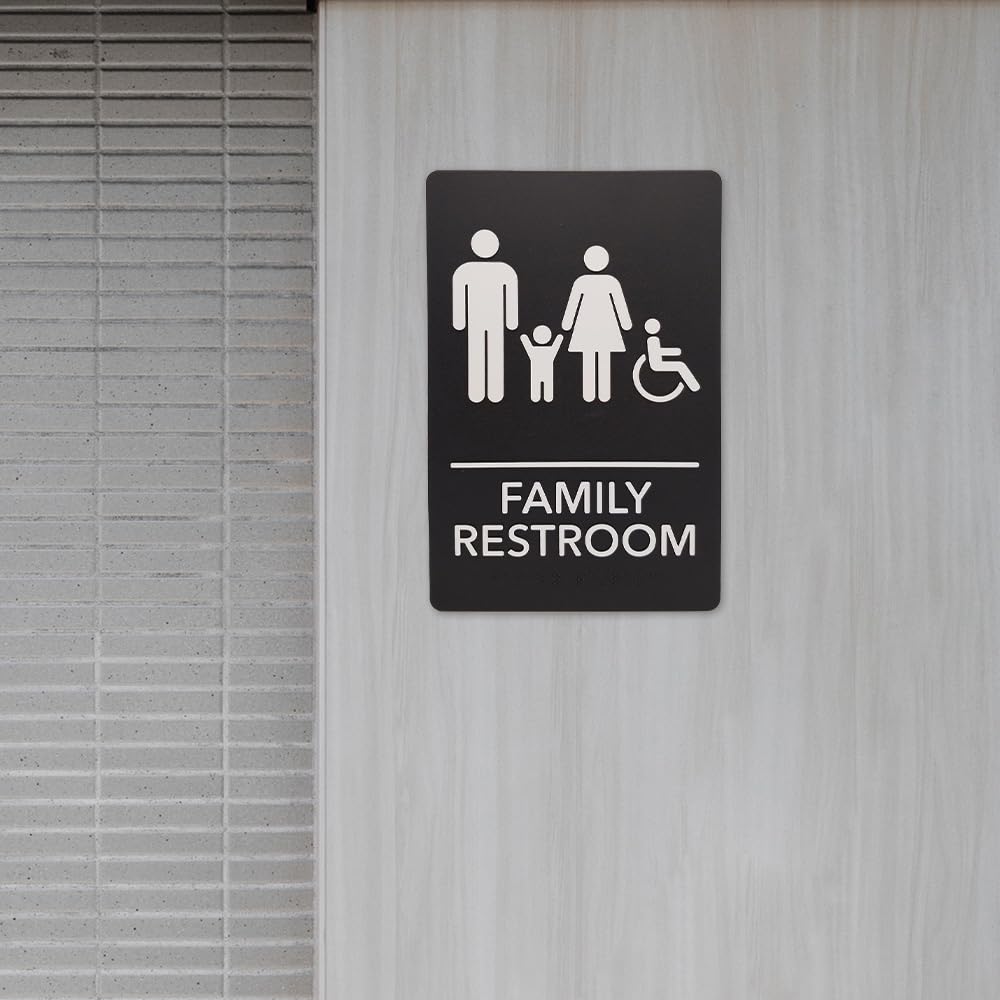 ADA-Compliant Wayfinding Signs &#x2013; Durable, Non-Glare, Scratch-Resistant &#x26; Ready to Install. Featuring Grade 2 Braille &#x26; Raised Tactile Text, These Premade Signs Ensure Easy Compliance for Businesses 2 Pack