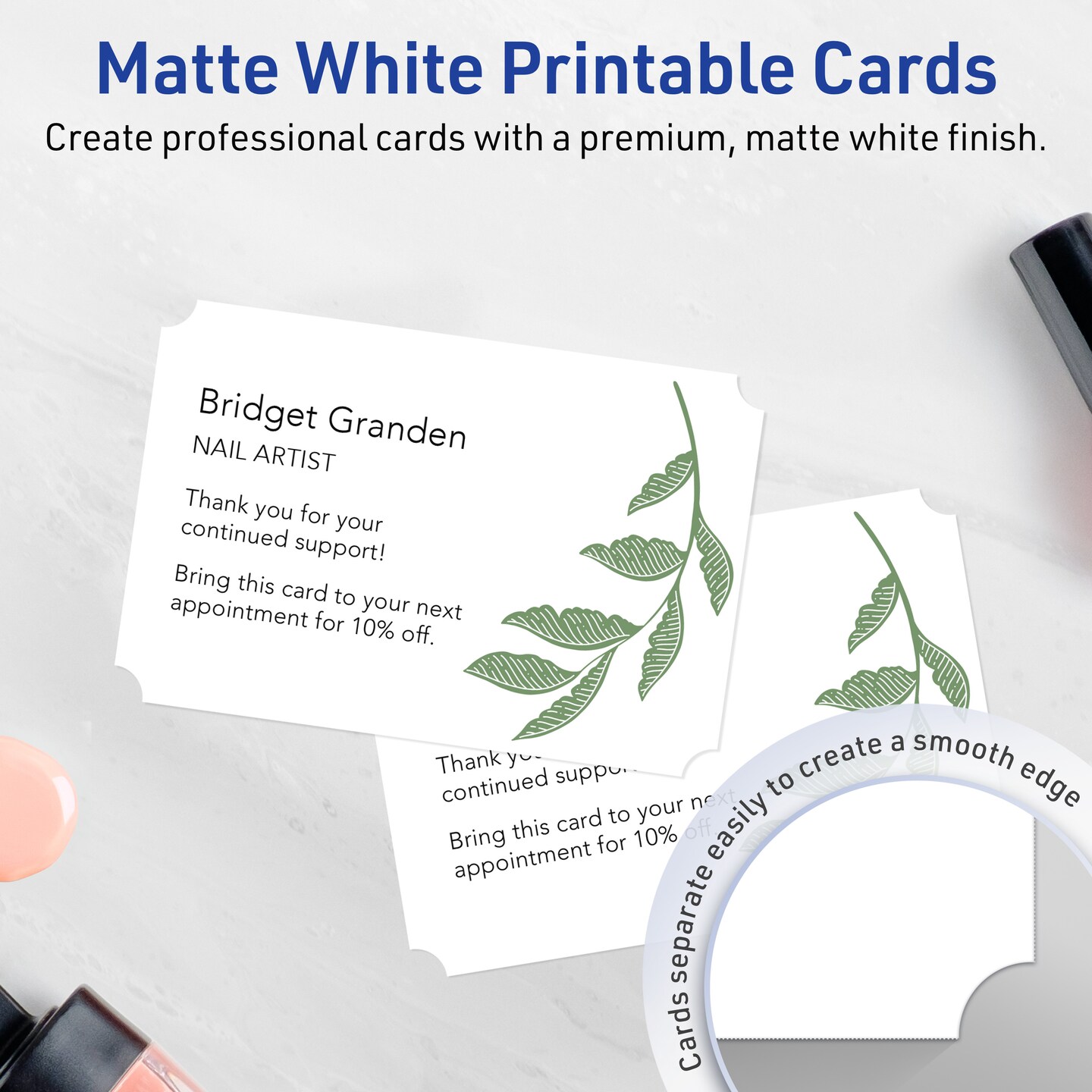 Avery Matte White Invitation Cards, 5" x 7" Rectangle Scalloped Edge