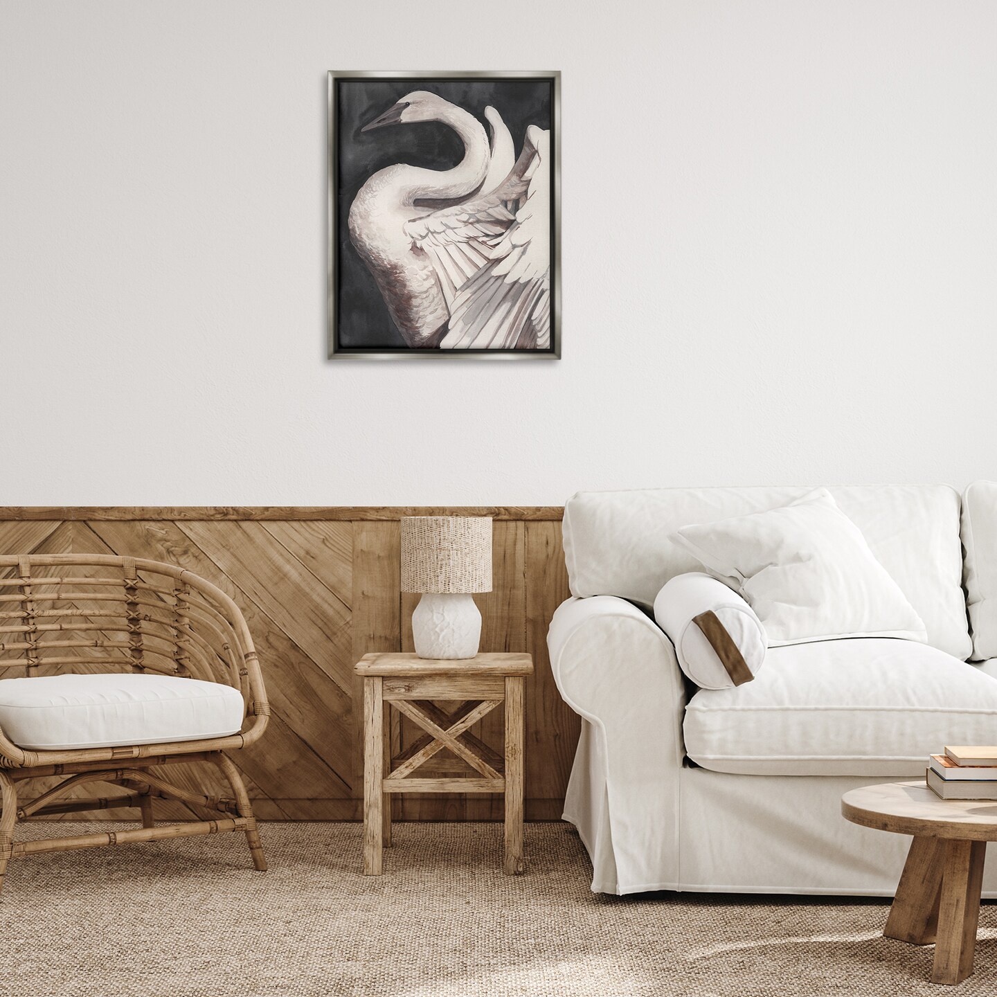 Stupell Industries Swan Spreading Wings Floater Framed Canvas Wall Art Design by Grace Popp