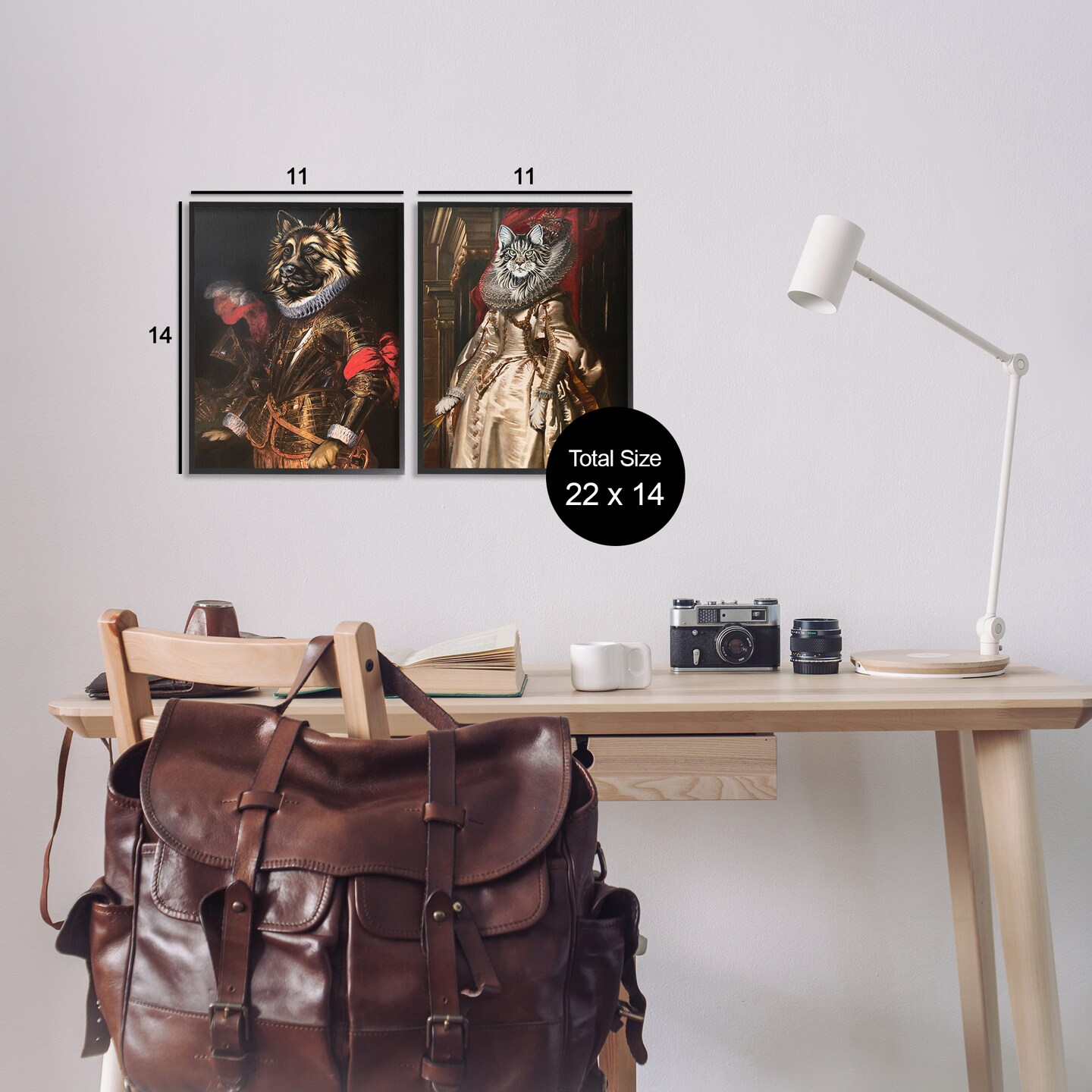 Stupell Industries Royal Garb Dog &#x26; Cat 2pc Framed Giclee Wall Art Set Design by Carolee Vitaletti 