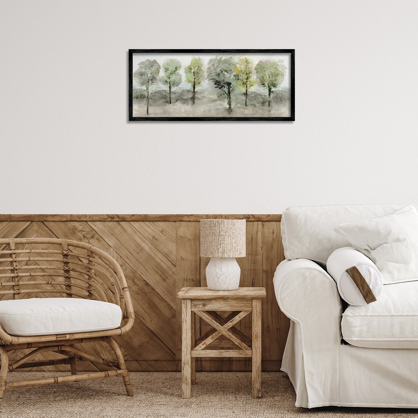 Stupell Industries Splashed Watercolor Trees Framed Giclee Wall Art Design by Val Rhodes