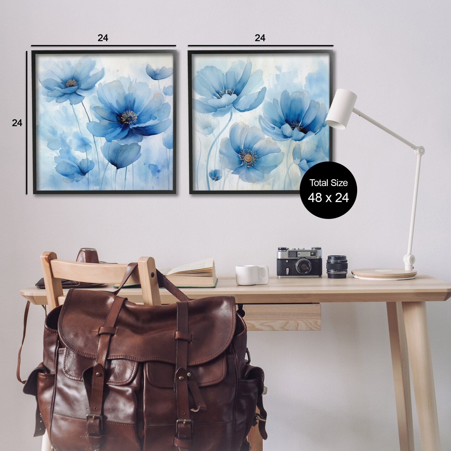Stupell Industries Saturated Blue Blossoms 2pc Framed Giclee Wall Art Set Design by Irena Orlov