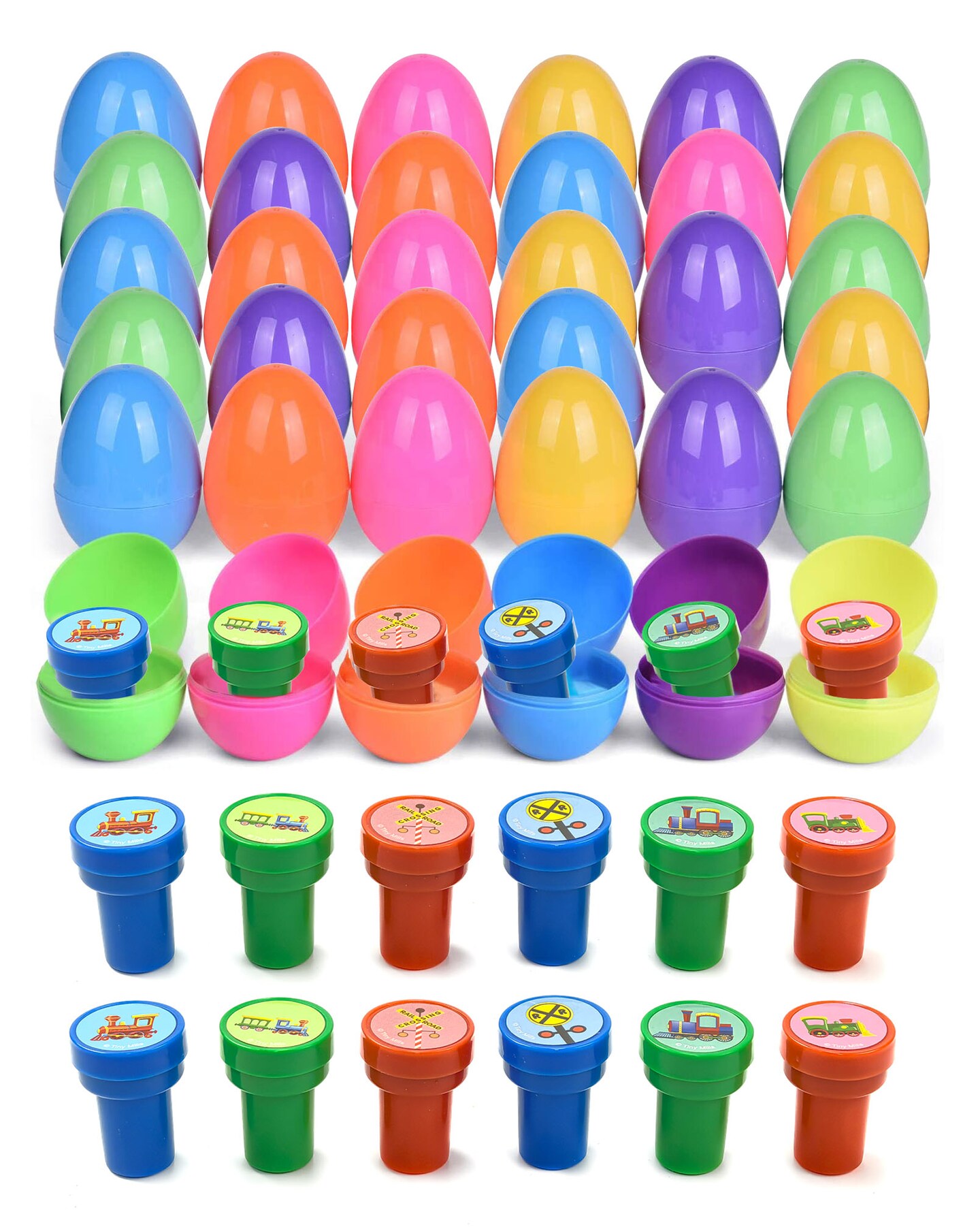 Easter Eggs with Train Stamper Filler-36 Pack
