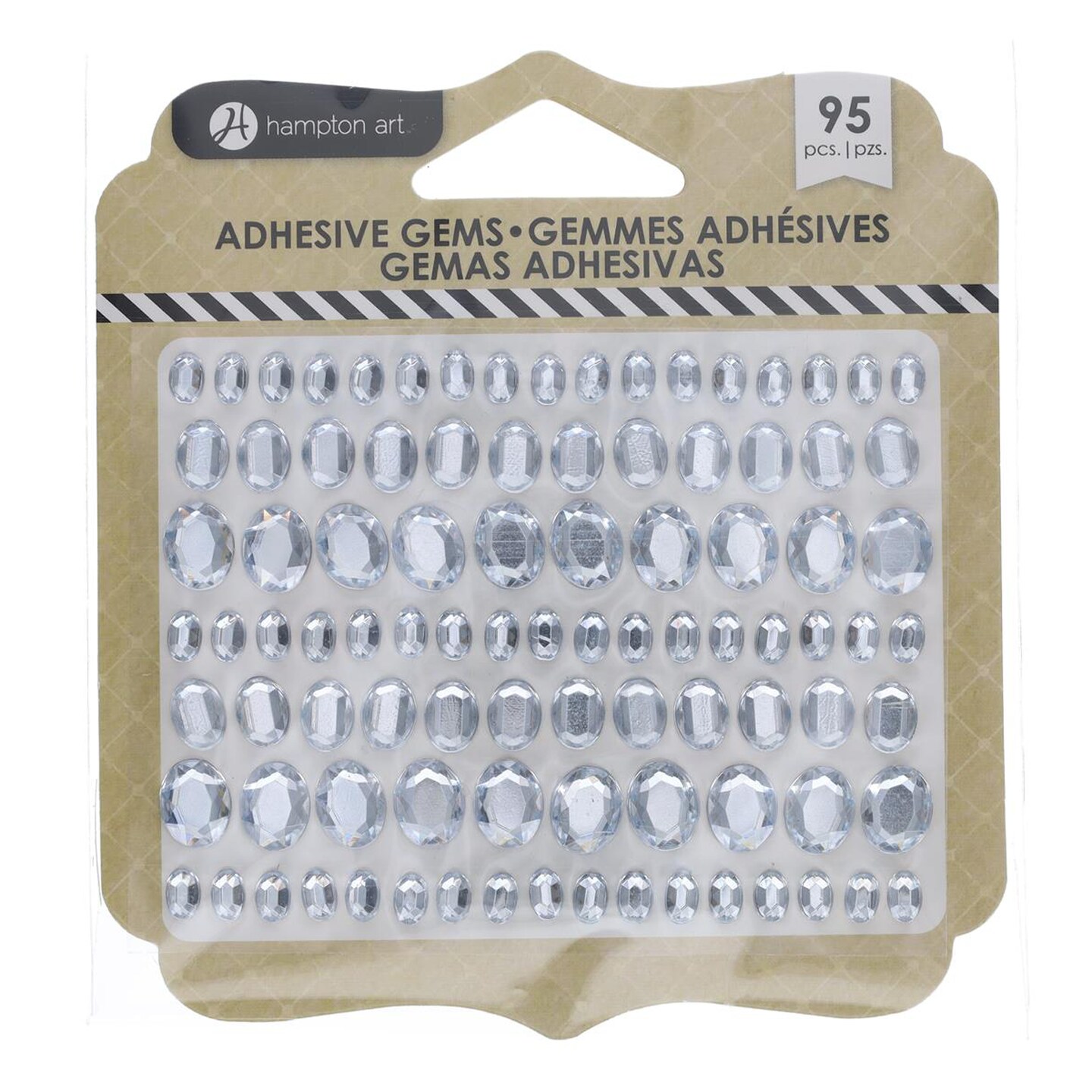 Hampton Art Adhesive Gems Oval, 95 Pc., Clear, Gems, Gem Stickers, Jewels, 3D Stickers, Gems For Crafting, Rhinestone Craft Gems, Jewel Jewels For Crafts
