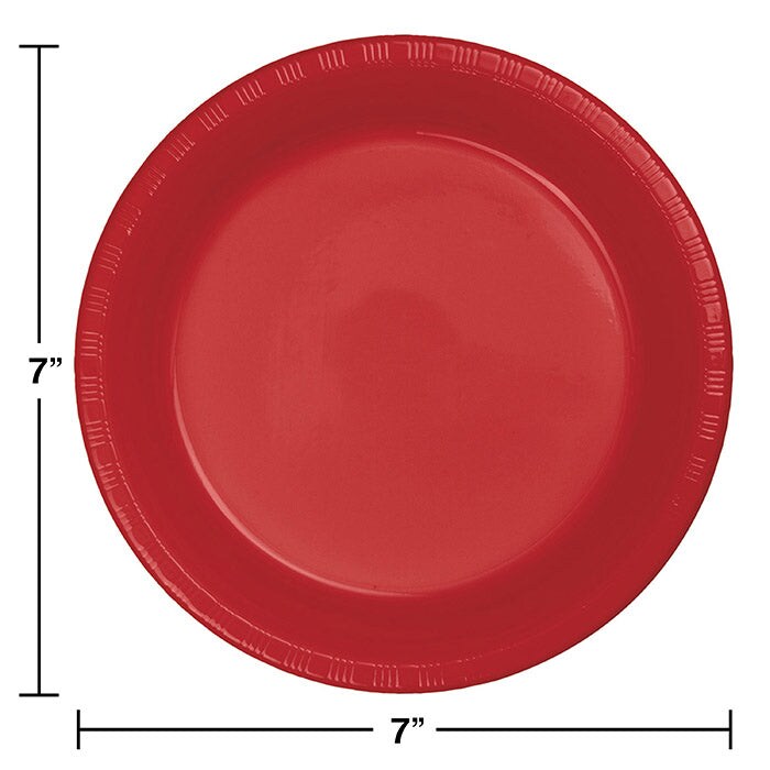 Classic Red Plastic Dessert Plates (20/Pkg)