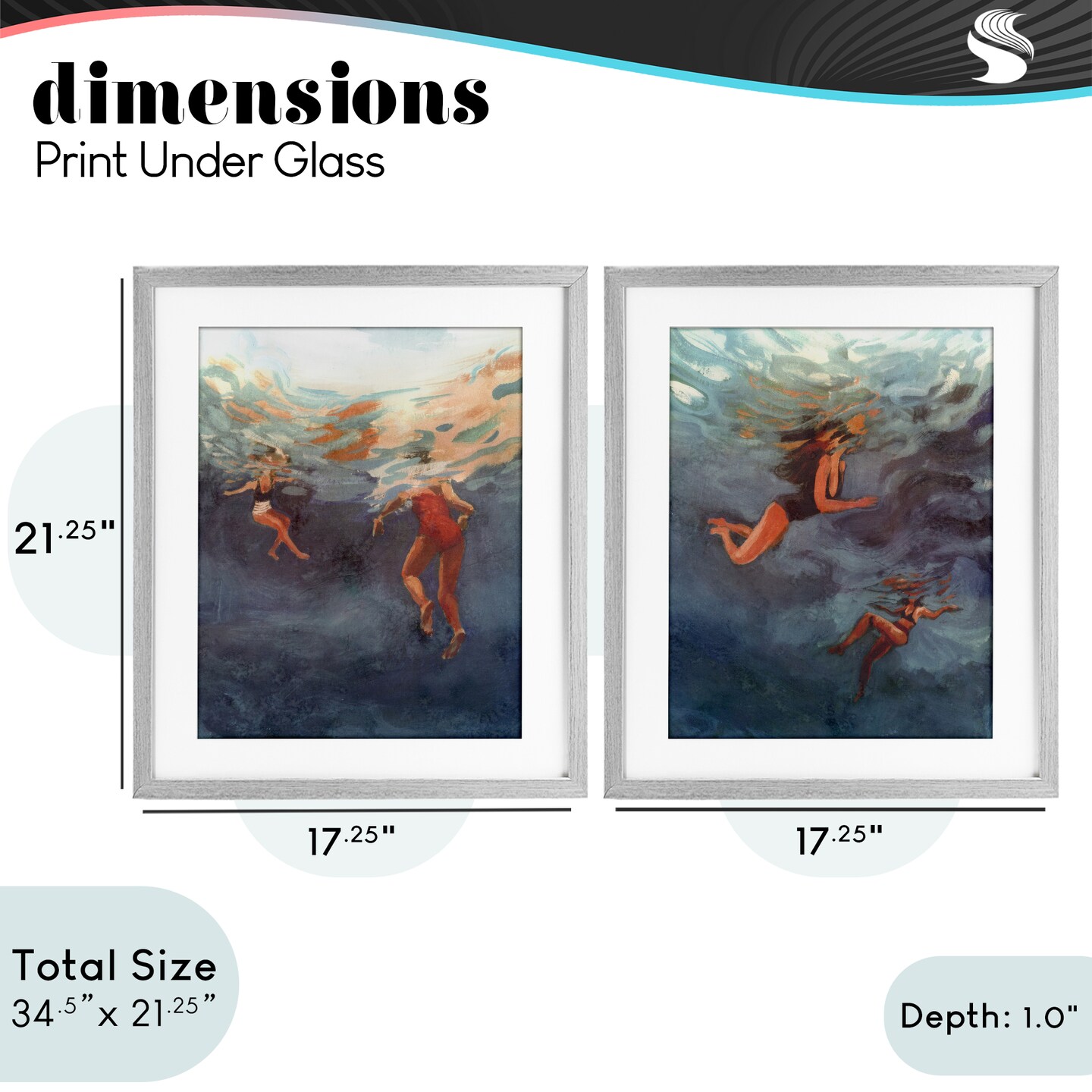 Stupell Industries Swimming Summer's Dance 2pc Framed Print Under Glass Set, design by Victoria Barnes