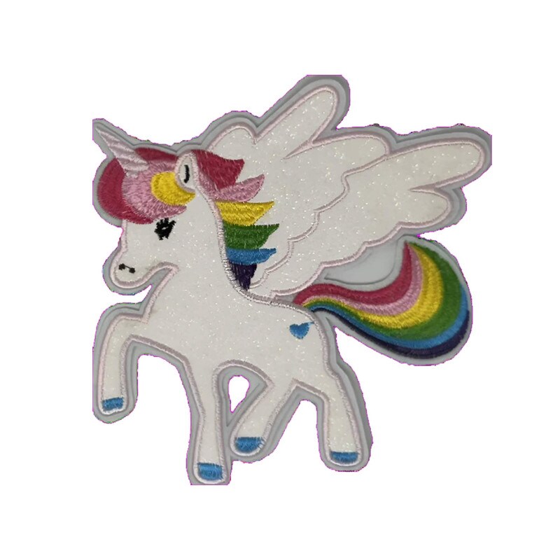 Unicorn Patch 6&#x22; x 6&#x22; Iron-On Embroidery with Glitter