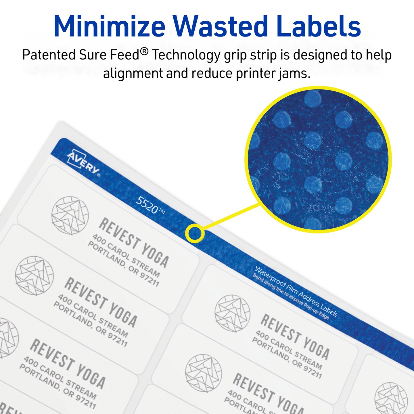 Avery Durable Waterproof Address Labels with Sure Feed Technology, 1-1/3" x 4", White, Laser Printer Compatible, 700 Blank Labels Total (5522)