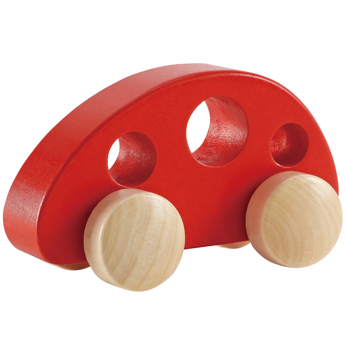 Hape: Mini Van - Red - Wooden Toy Vehicle, Holes For Easy Gripping, Classic Design Car, Wheeled Play, 4.9 x 2.5 x 5.8&#x22;, Baby, Toddlers, Kids Age 10mo+