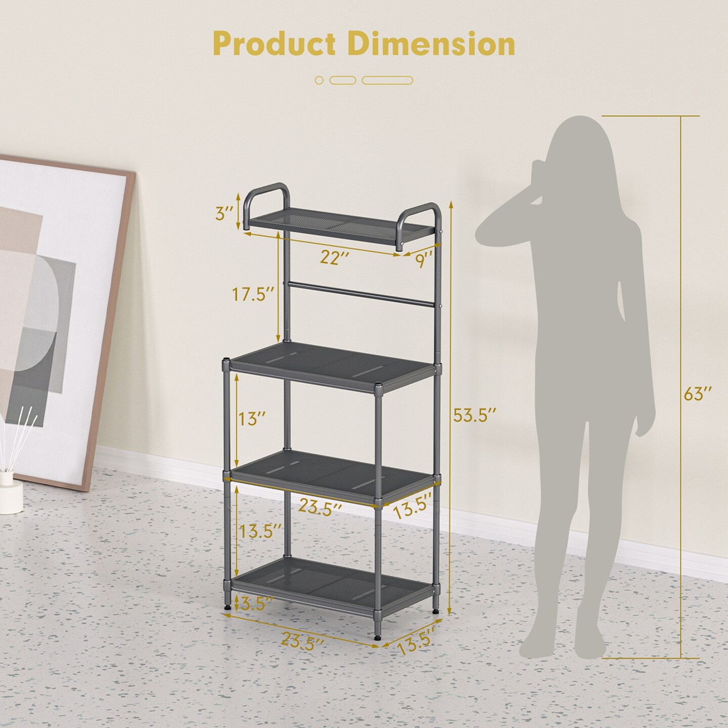 Costway 4-Tier Baker&#x27;s Rack Microwave Oven Stand Shelves Kitchen Storage Rack Organizer Grey/White/Black